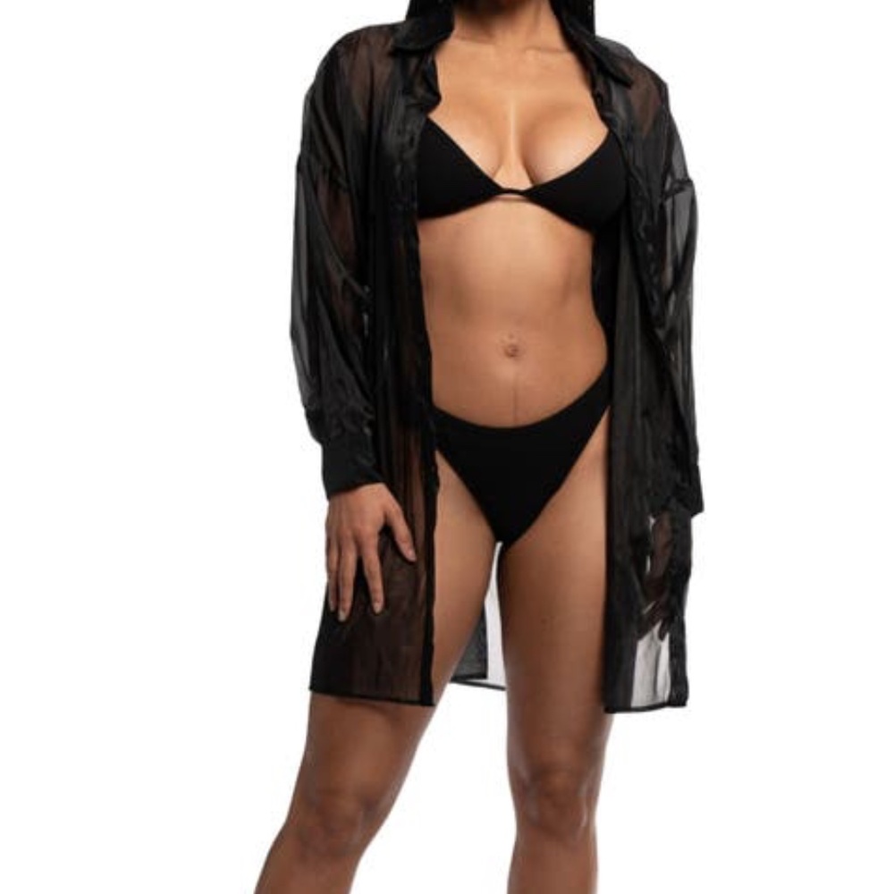JLUXLAB SHEER BUTTON UP SHIRT SIZE SM NWT